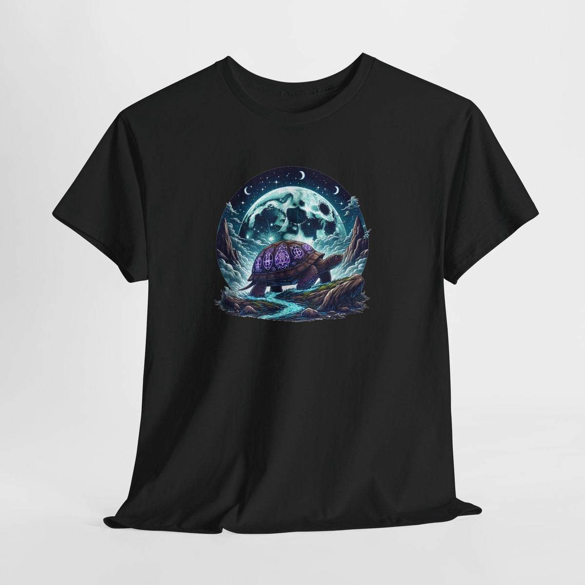 Tee Shirt Tortue Mystique Homme Femme – T-Shirt Tortue Lune Univers Fantastique – Illustration Magique – Idée Cadeau Originale