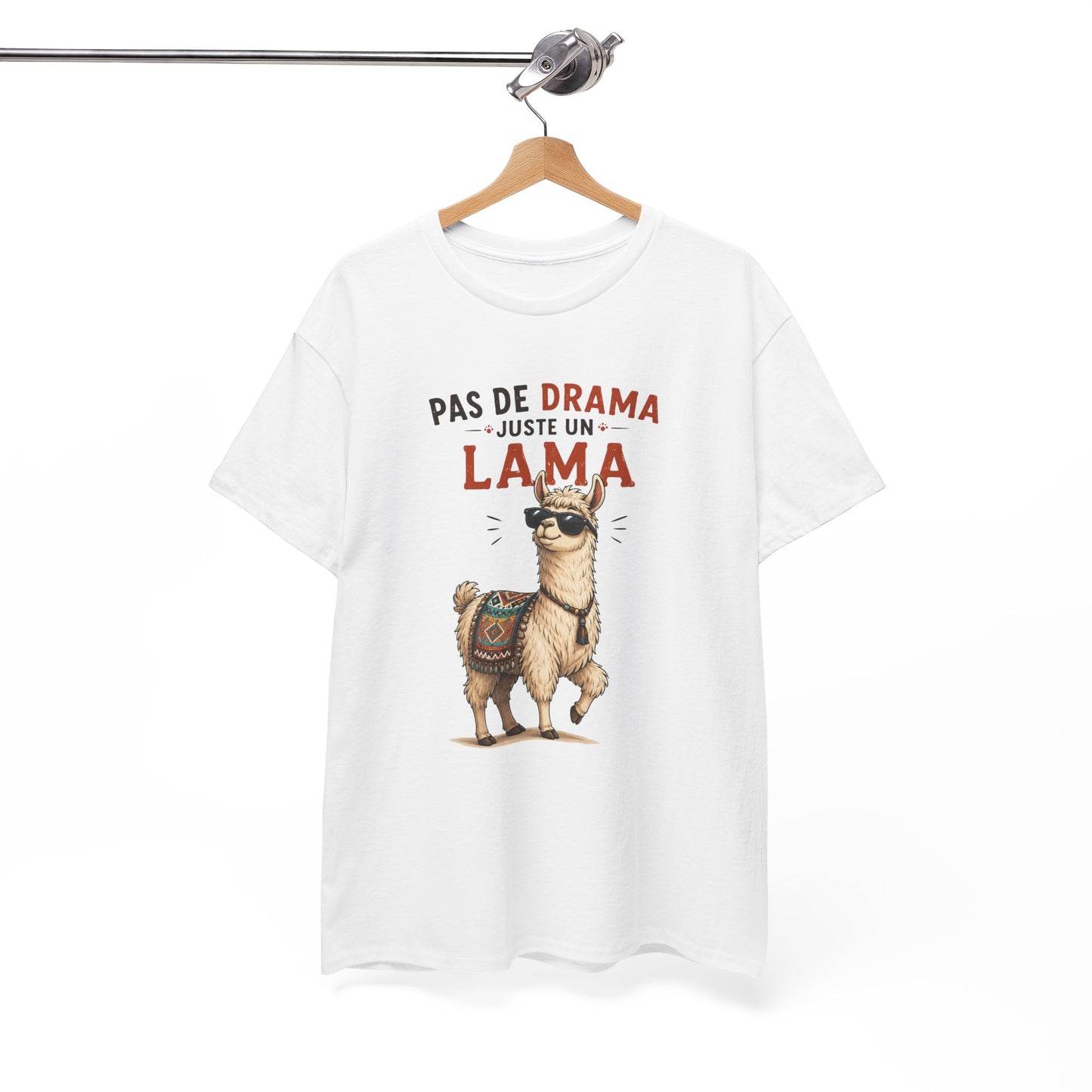 T-Shirt Humour Homme et Femme – Lama Drôle avec Lunettes – Animal Rigolo – Cadeau Original Anniversaire