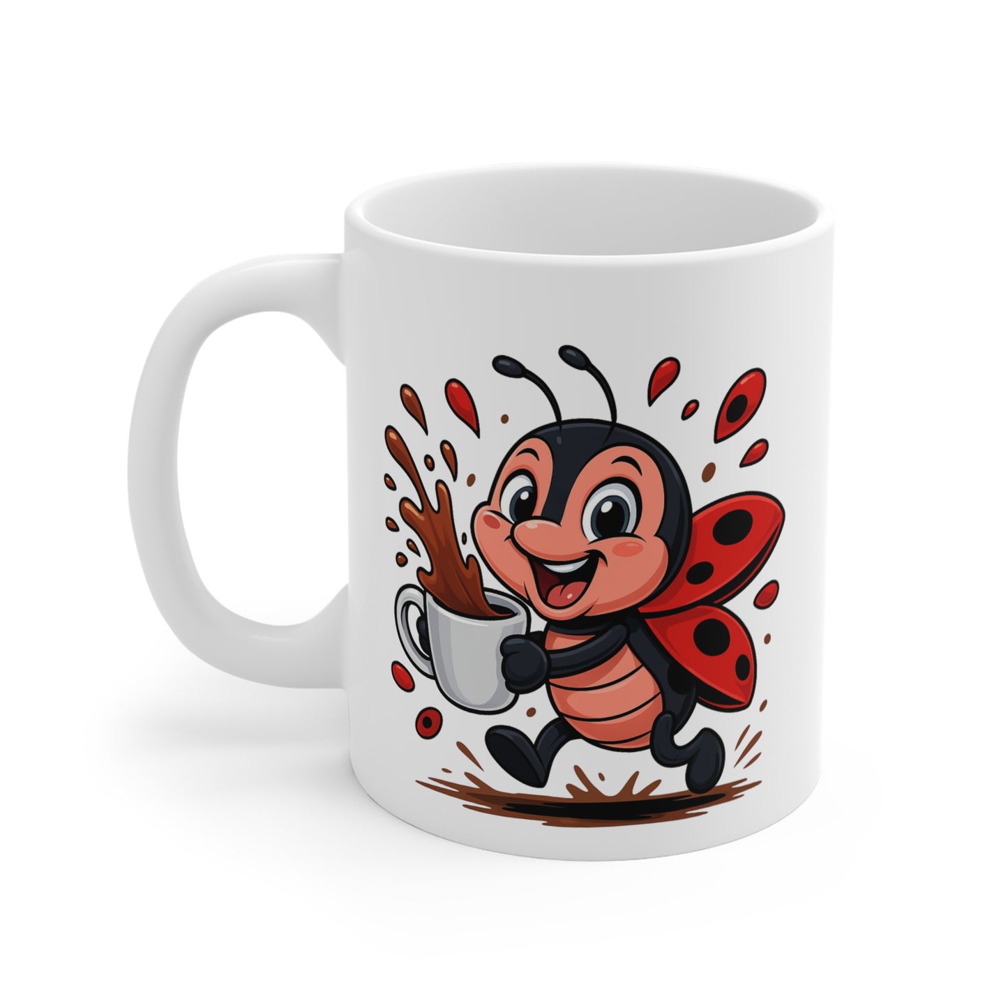 Mug Coccinelle Café – Tasse Céramique 325ml – Design Cartoon Mignon – Cadeau Original Amateur de Café