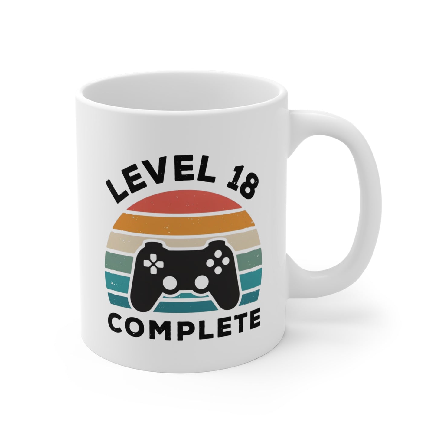 Tasse Level 18 Complète – Mug Gamer 18 Ans Homme Femme – Cadeau Anniversaire Jeux Vidéo Gaming Vintage 325 ml