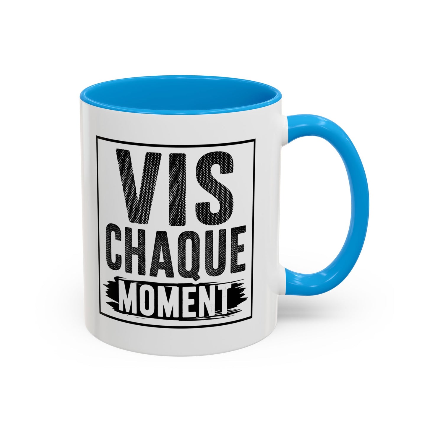 Mug Citation Positive – Vis Chaque Moment – Tasse Motivation Développement Personnel – Cadeau Homme et Femme Noir Bleu Rouge