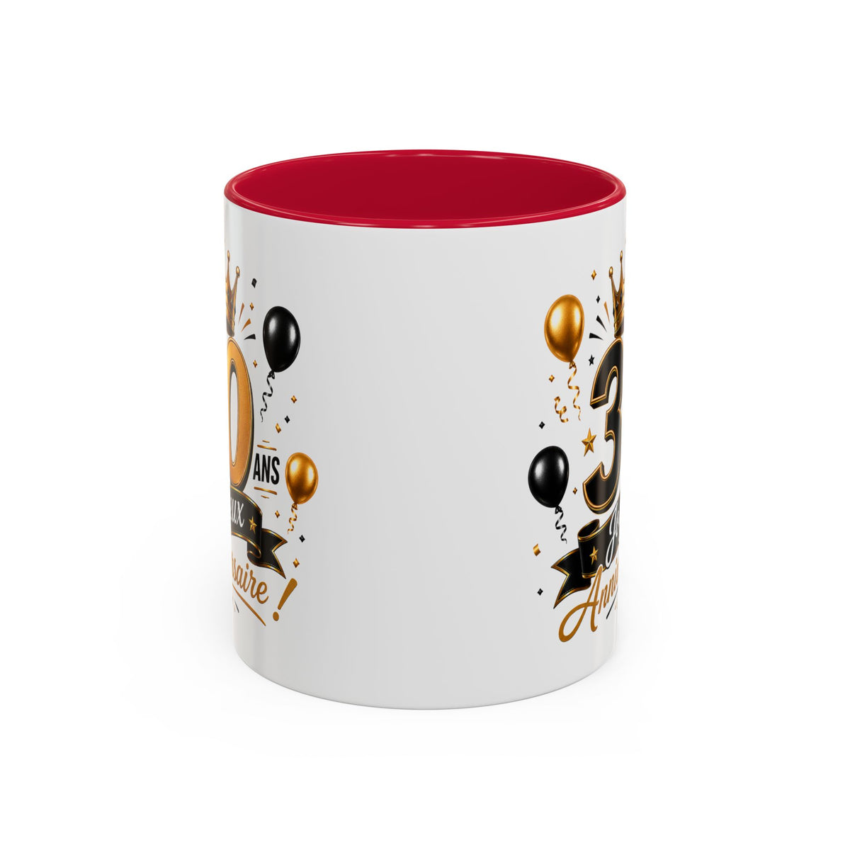 Mug Joyeux 30 Ans – Tasse Anniversaire 30 Ans – Cadeau Original pour Femme Homme – Idée Cadeau 30e Anniversaire Noir Bleu Rouge