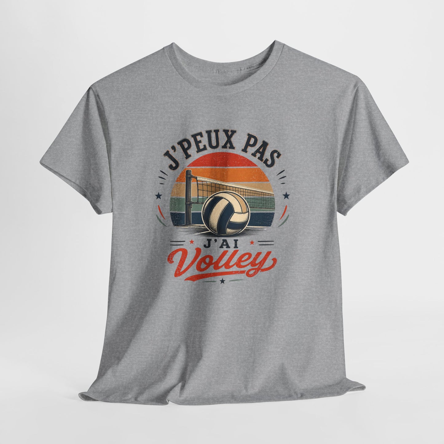 T-Shirt Volley Homme Femme – J’Peux Pas J’Ai Volley – Tee Shirt Volleyball Vintage Ballon Filet Joueur Entraînement Match Cadeau Passion Sport