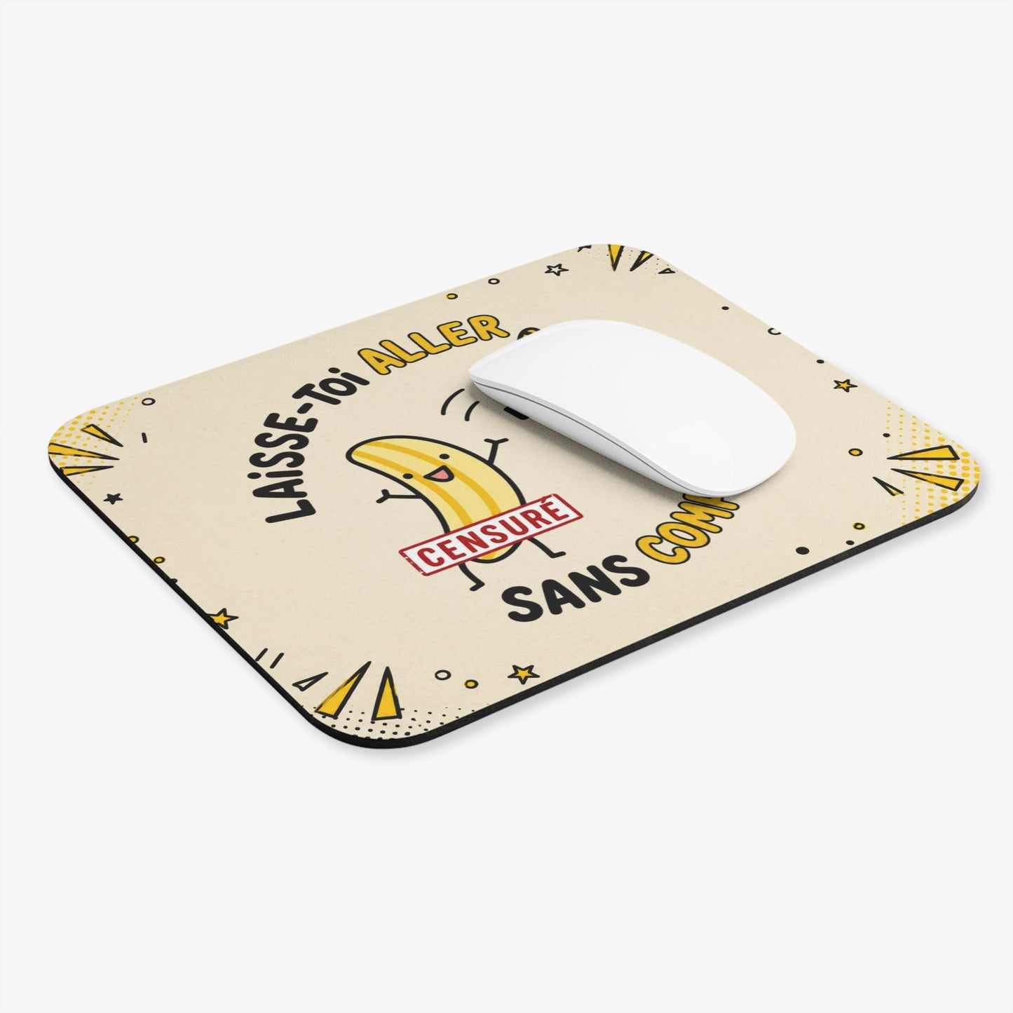 Tapis de Souris 22x18cm Humour Banane Laisse Toi Aller Sans Complexe Cadeau Homme Femme Bureau Drôle
