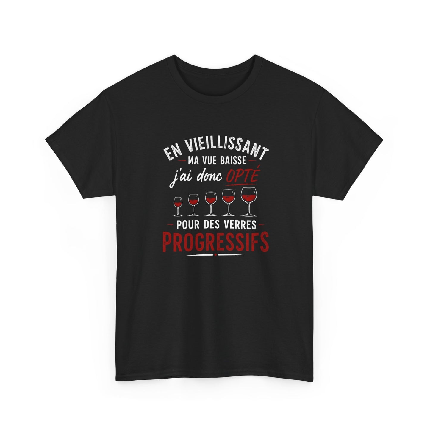 T-Shirt Humour Vin Verres Progressifs – Tee Shirt Drôle Apéro Vin Rouge Citation Amusante Adulte – Idée Cadeau Amateur Vin