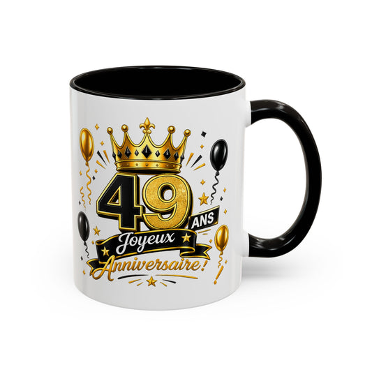 Mug Joyeux 49 Ans – Tasse Anniversaire 49 Ans – Cadeau Original pour Femme Homme – Idée Cadeau 49e Anniversaire Noir Bleu Rouge