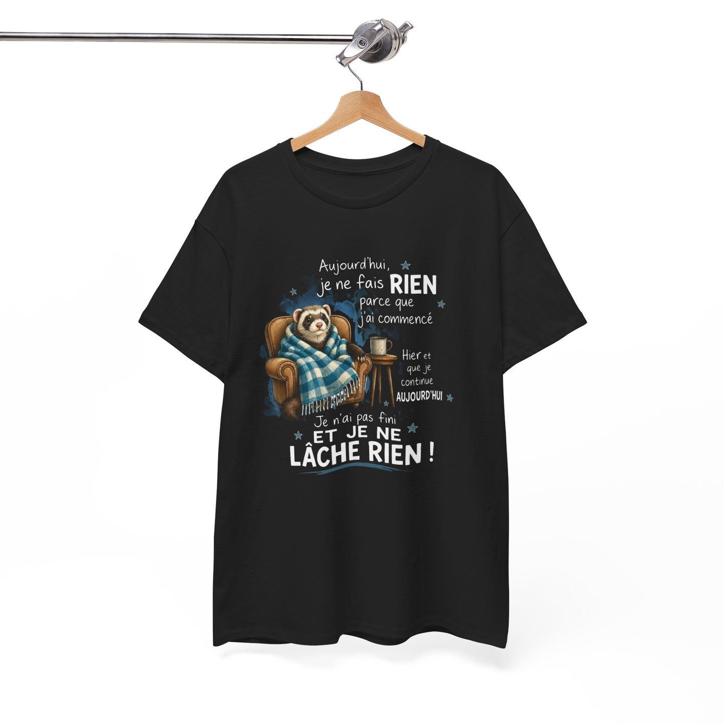 Tee-Shirt Humour Homme et Femme – Furet Détente Paresse Repos – Cadeau Original Drôle pour Amateur de Farniente et Animaux