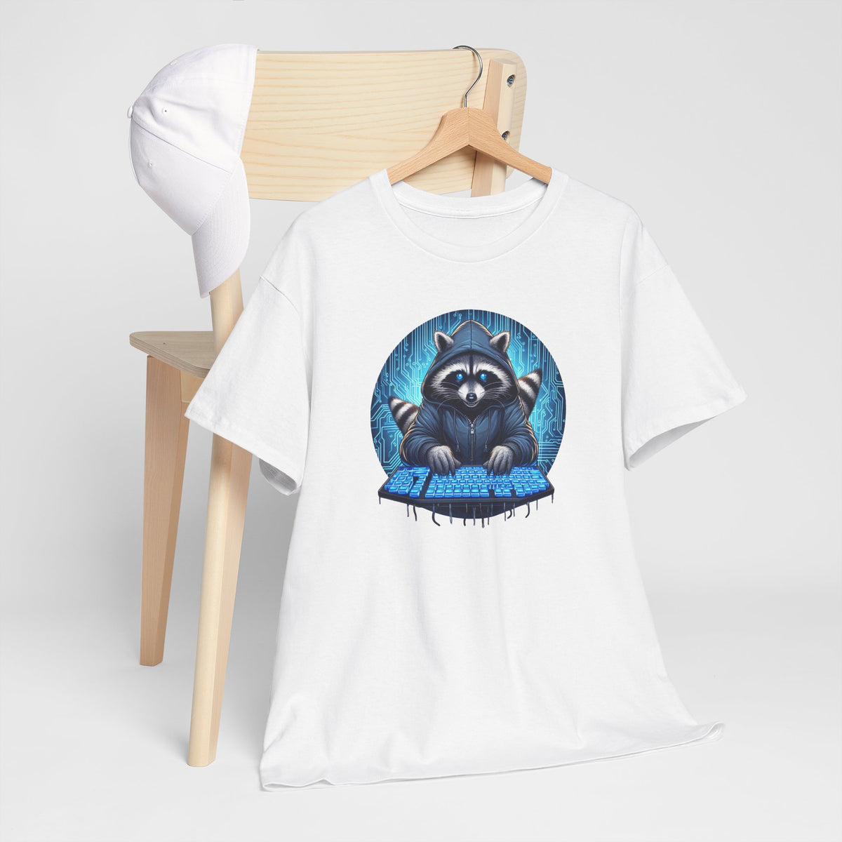 Tee Shirt Raton Laveur Hacker Homme Femme – T-Shirt Geek Informatique Raton Laveur au Clavier – Cadeau Gamer et Passionné de Technologie