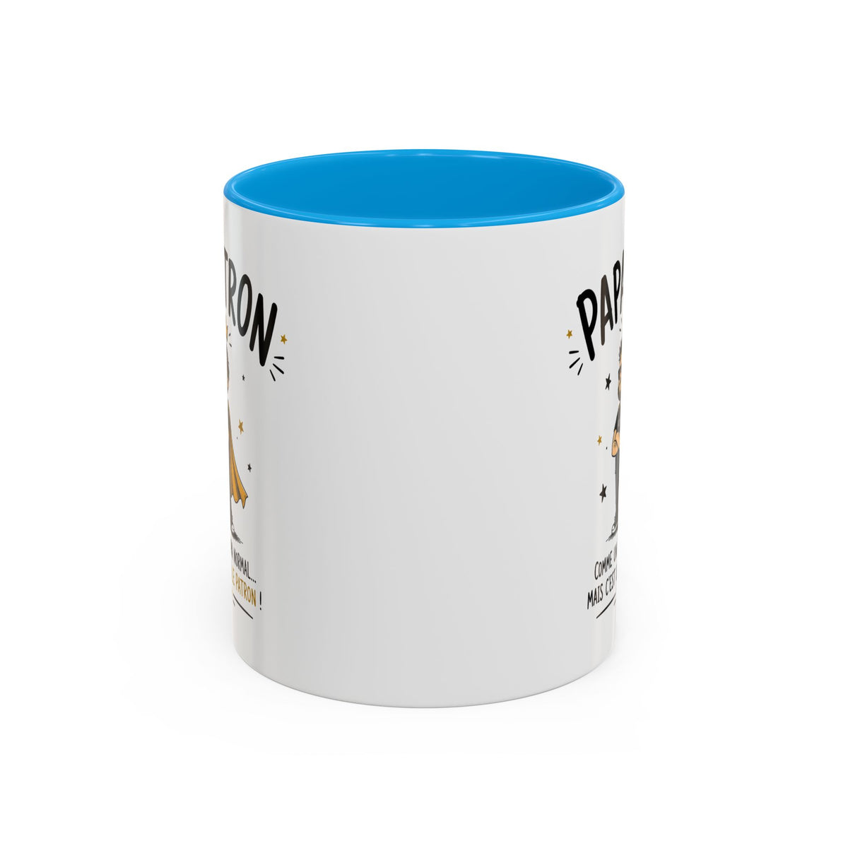 Mug Papatron – Comme un Papa Normal Mais C’est Lui le Patron – Tasse Humoristique pour Papa – Idée Cadeau Originale Anniversaire Fête des Pères Noël noir bleu rouge