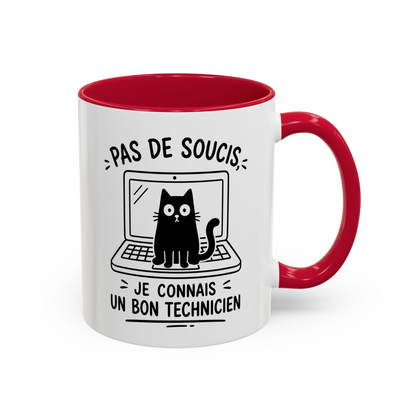 Tasse Humour Informatique Homme et Femme – Mug Drôle Chat Ordinateur Technicien – Cadeau Original Geek Informaticien 325 ml