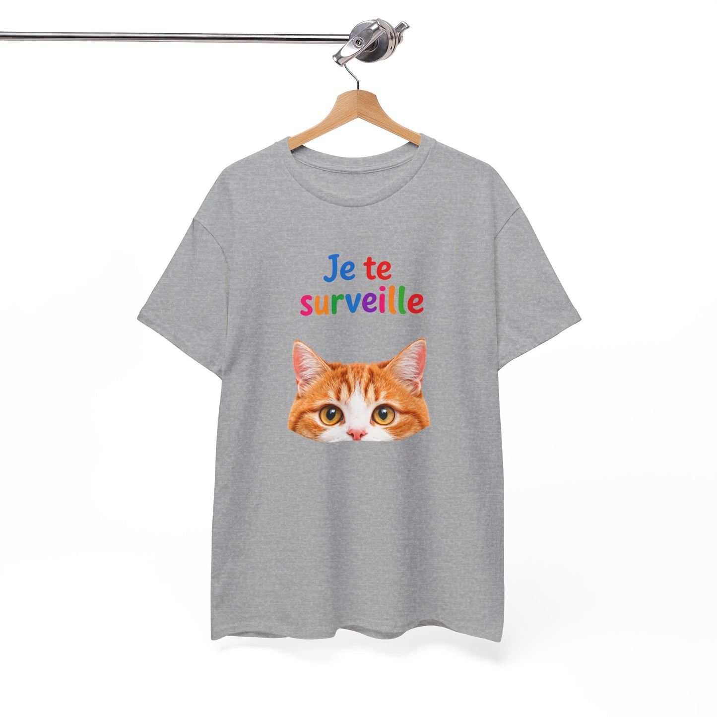 T-Shirt Chat Humoristique Je Te Surveille – Tee Shirt Chat Mignon Couleurs – Cadeau Amoureux des Chats