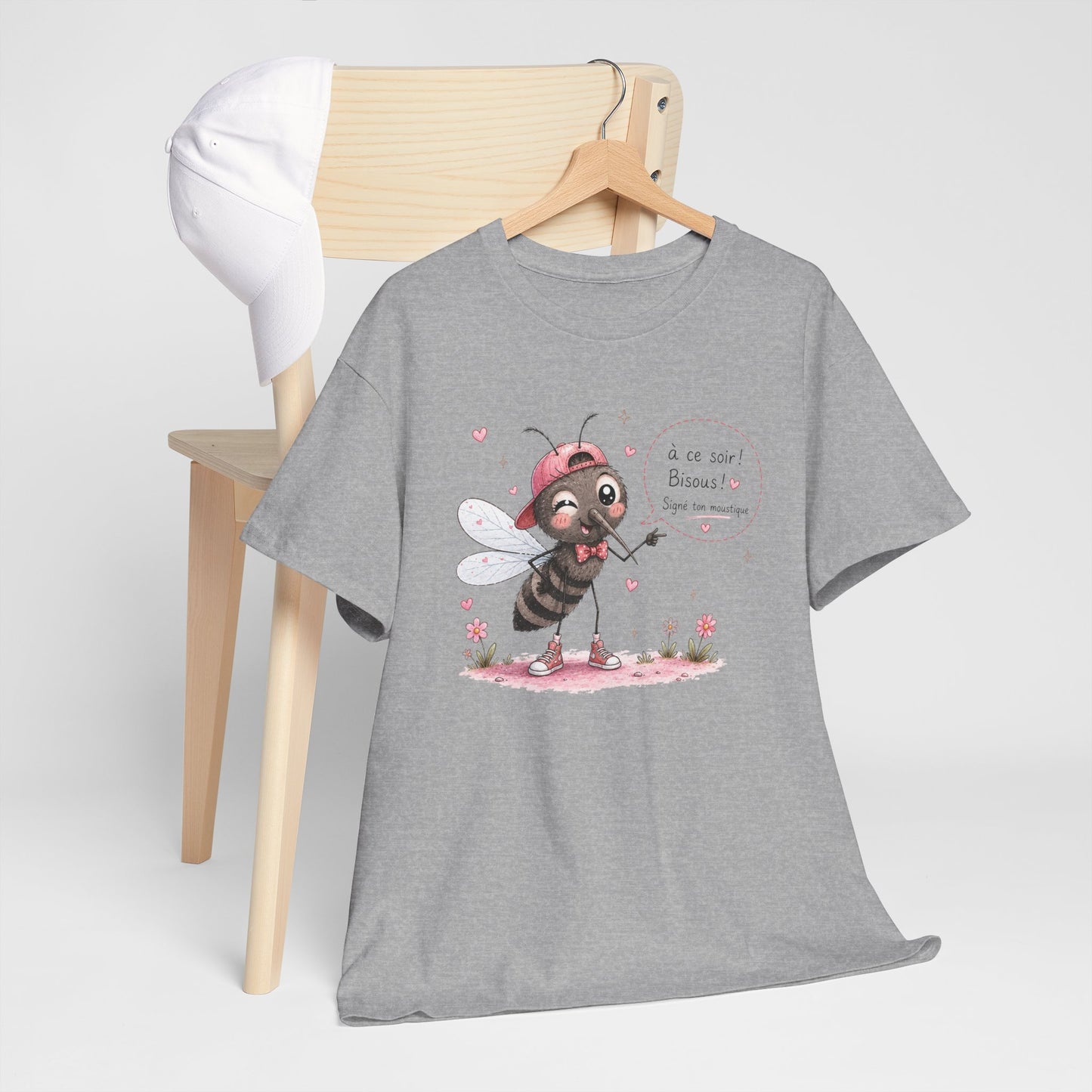 Tee-Shirt Humour À Ce Soir Bisous Signé Ton Moustique – Cadeau Drôle Homme Femme – Design Original