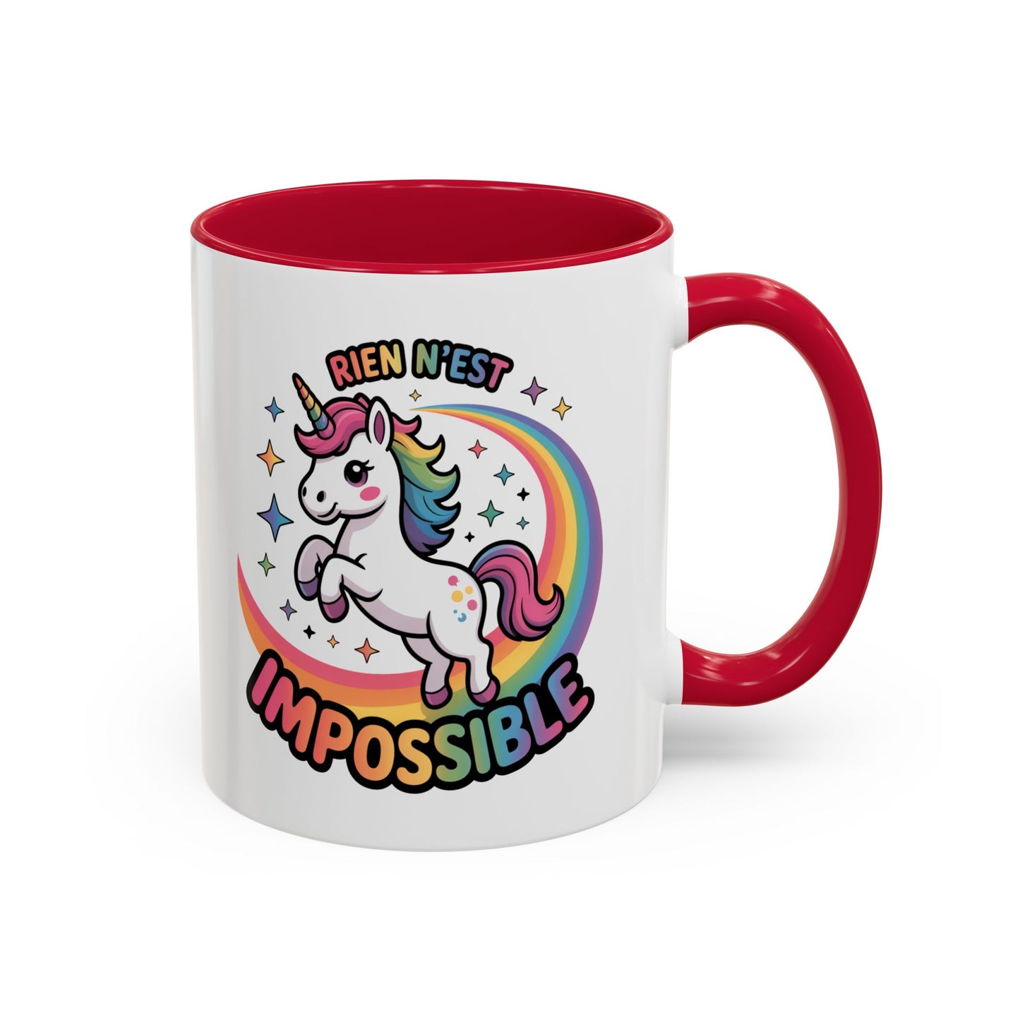 Tasse Licorne Motivation “Rien n’est impossible” – Mug Inspirant Arc-en-ciel Fantaisie – Cadeau Positif