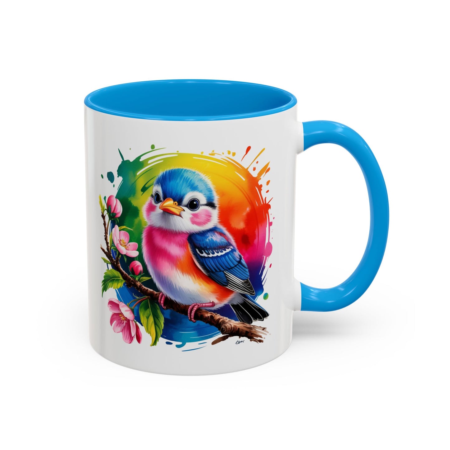 Mug Oiseau Multicolore – Tasse Design Artistique Oiseau et Fleurs Nature – Cadeau Original 325ml