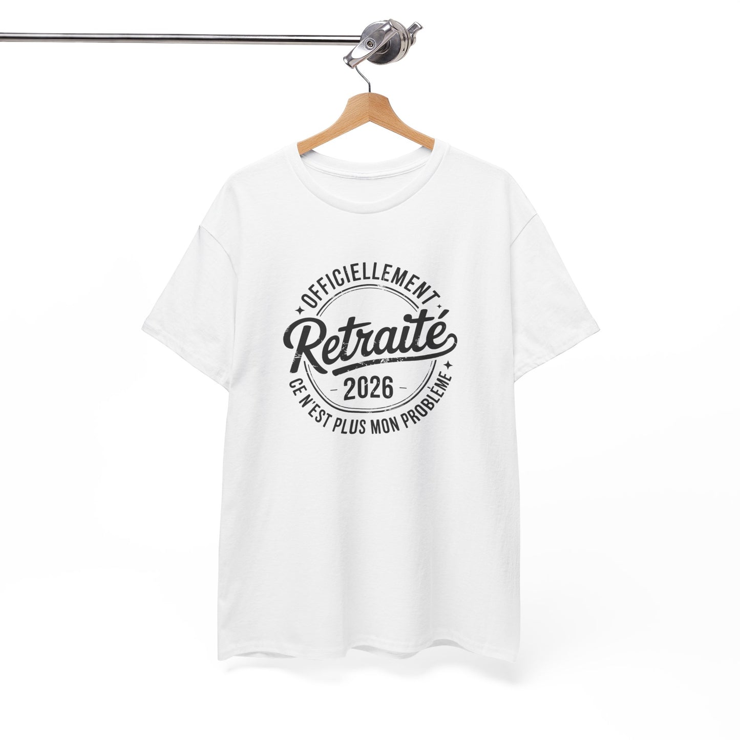 T-Shirt Retraite 2026 Homme – Cadeau Retraité Humour – Tee Shirt Officiellement Retraité Noir Blanc Gris