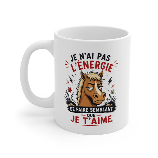 Mug Humour Homme et Femme – Cheval Fatigué Blasé – Tasse Drôle Idée Cadeau Original Anniversaire Collègue Ami Amie 325 ml