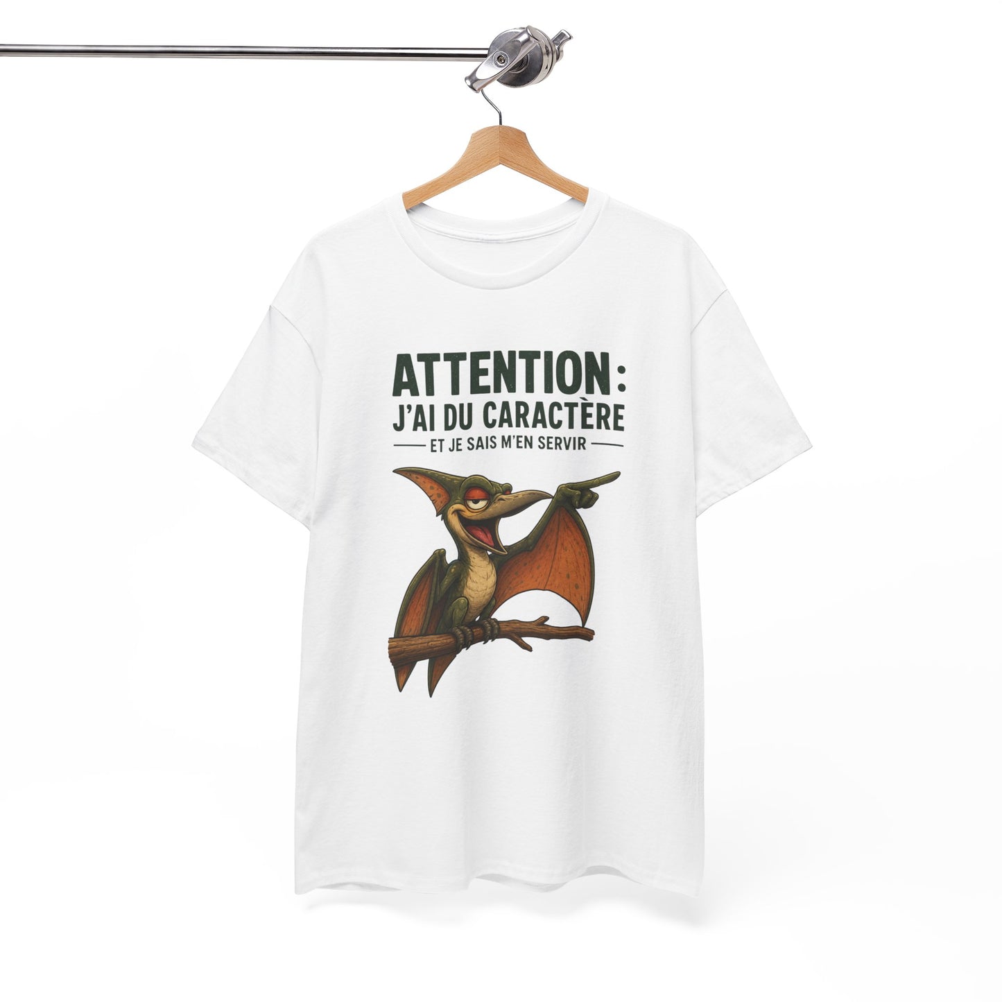 T-Shirt Humour Homme et Femme – Dinosaure Volant Drôle – Gros Caractère Sarcastique – Cadeau Original Anniversaire