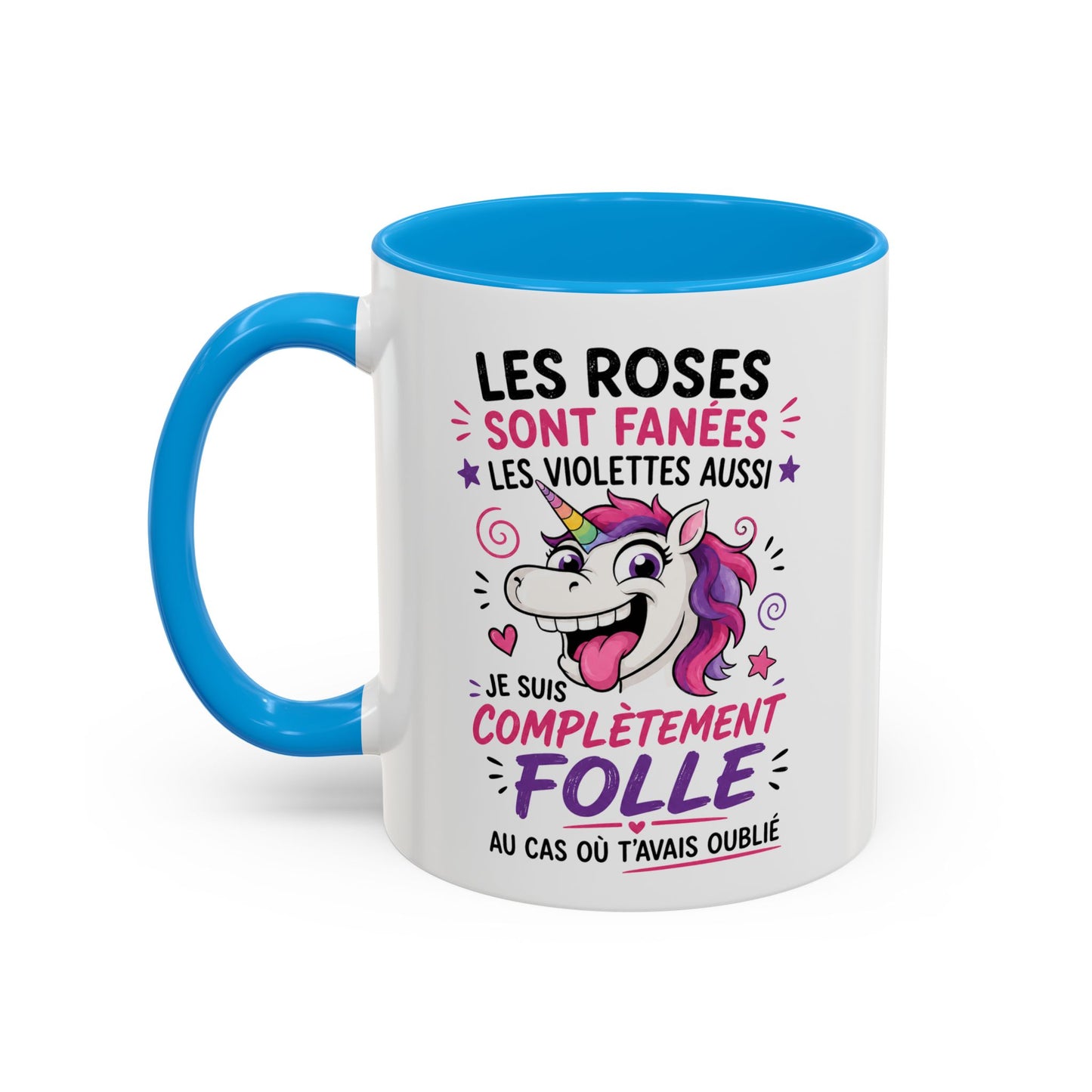 Tasse Licorne Humoristique Femme – Je Suis Complètement Folle – Mug Drôle Licorne Arc-en-Ciel 325ml