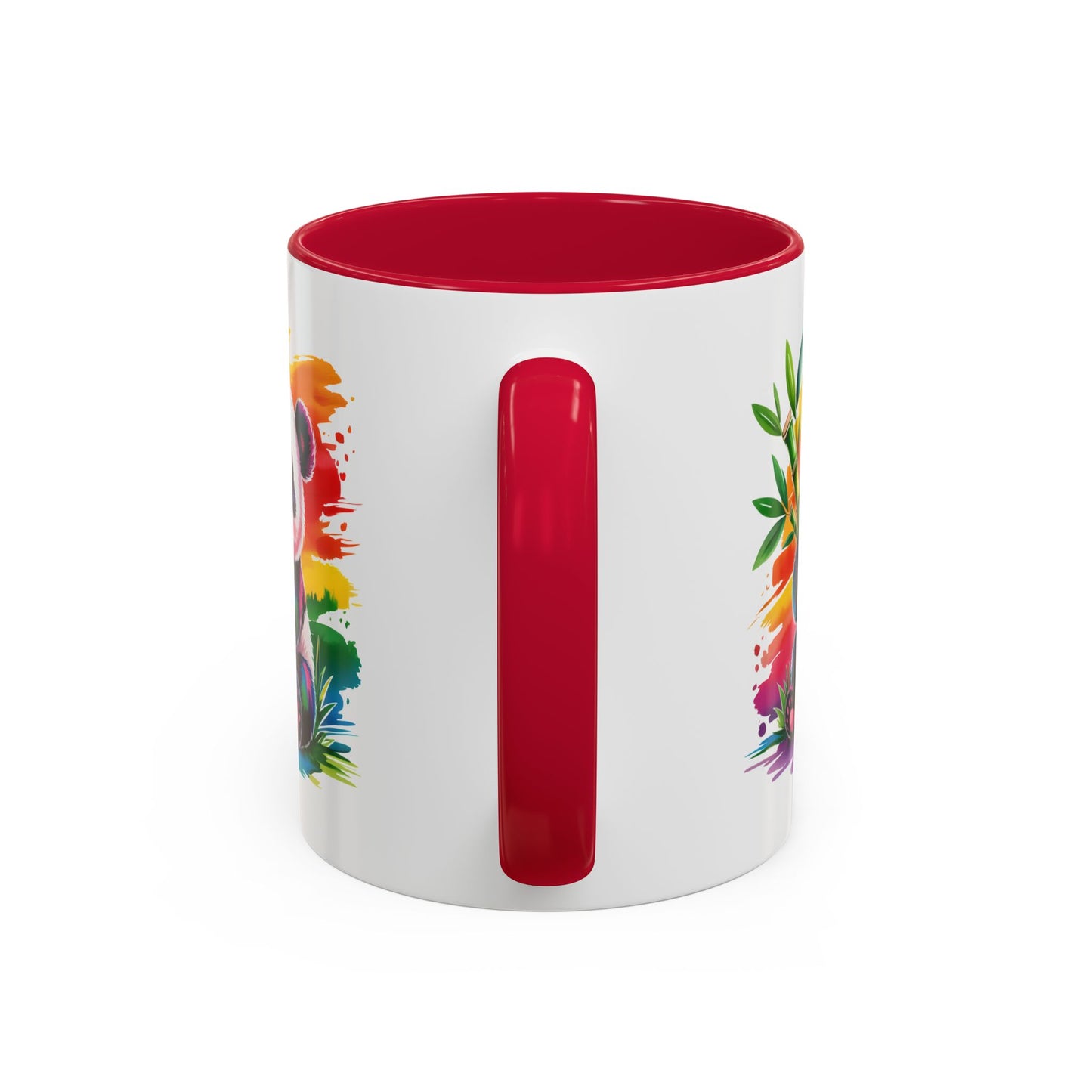 Mug Panda Mignon Coloré – Tasse Animal Bambou Design Arc-en-Ciel – Cadeau Original Enfant Adulte – Céramique 325ml Noir Bleu Rouge
