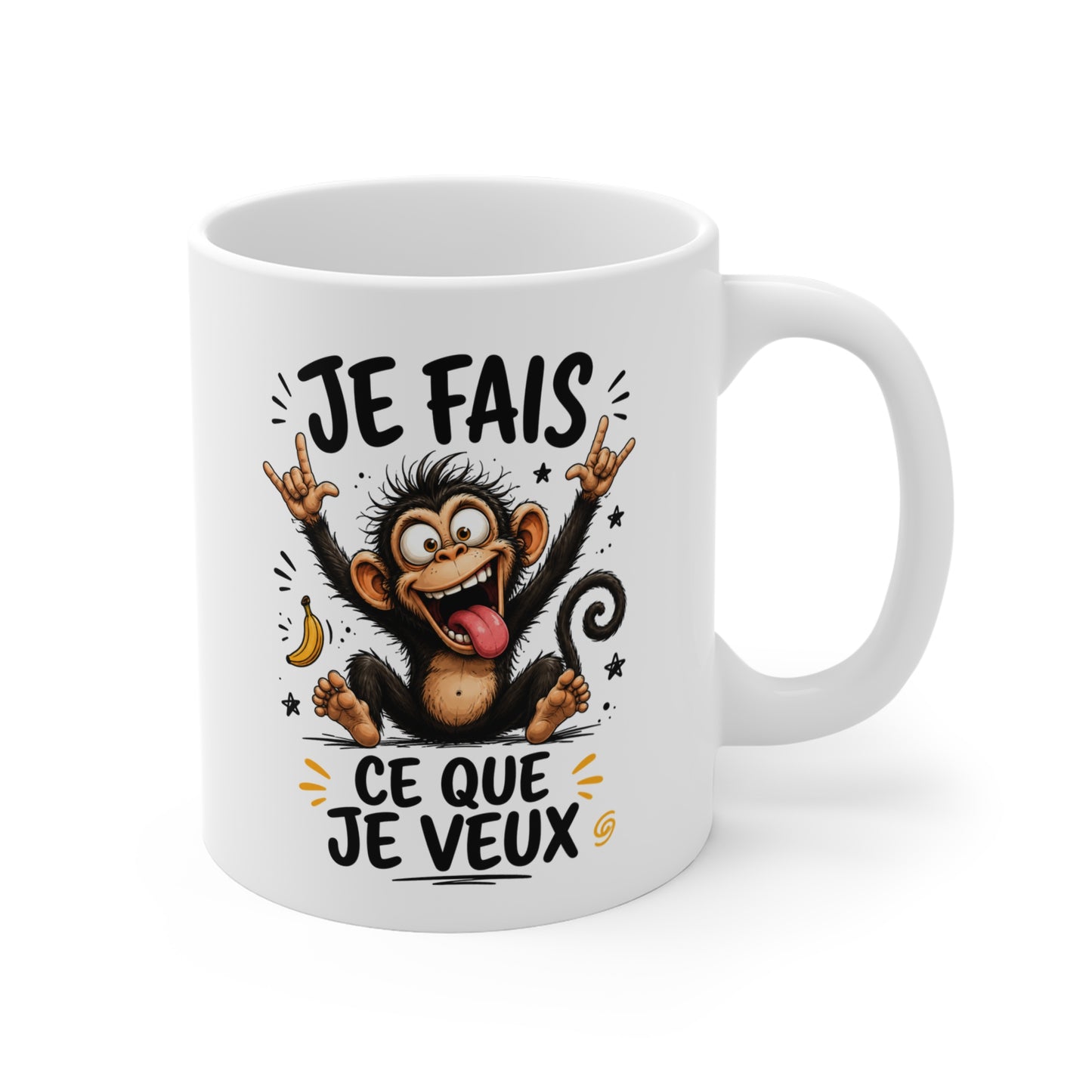 Tasse Je Fais Ce Que Je Veux – Mug Singe Humour Drôle et Fun – Cadeau Original 325ml