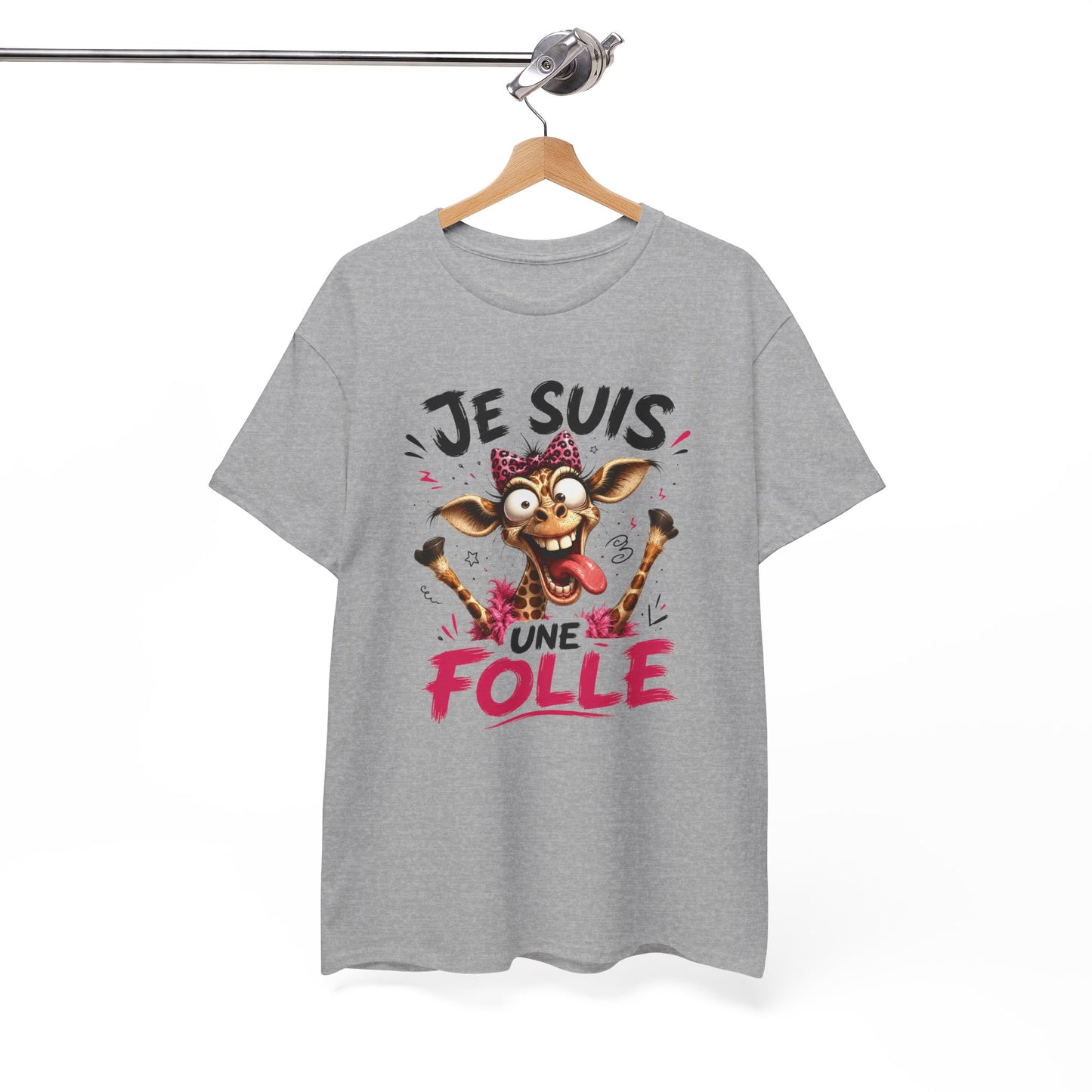 Tee-Shirt Femme Je Suis Une Folle – Girafe Folle Cartoon Humoristique – Cadeau Femme Drôle