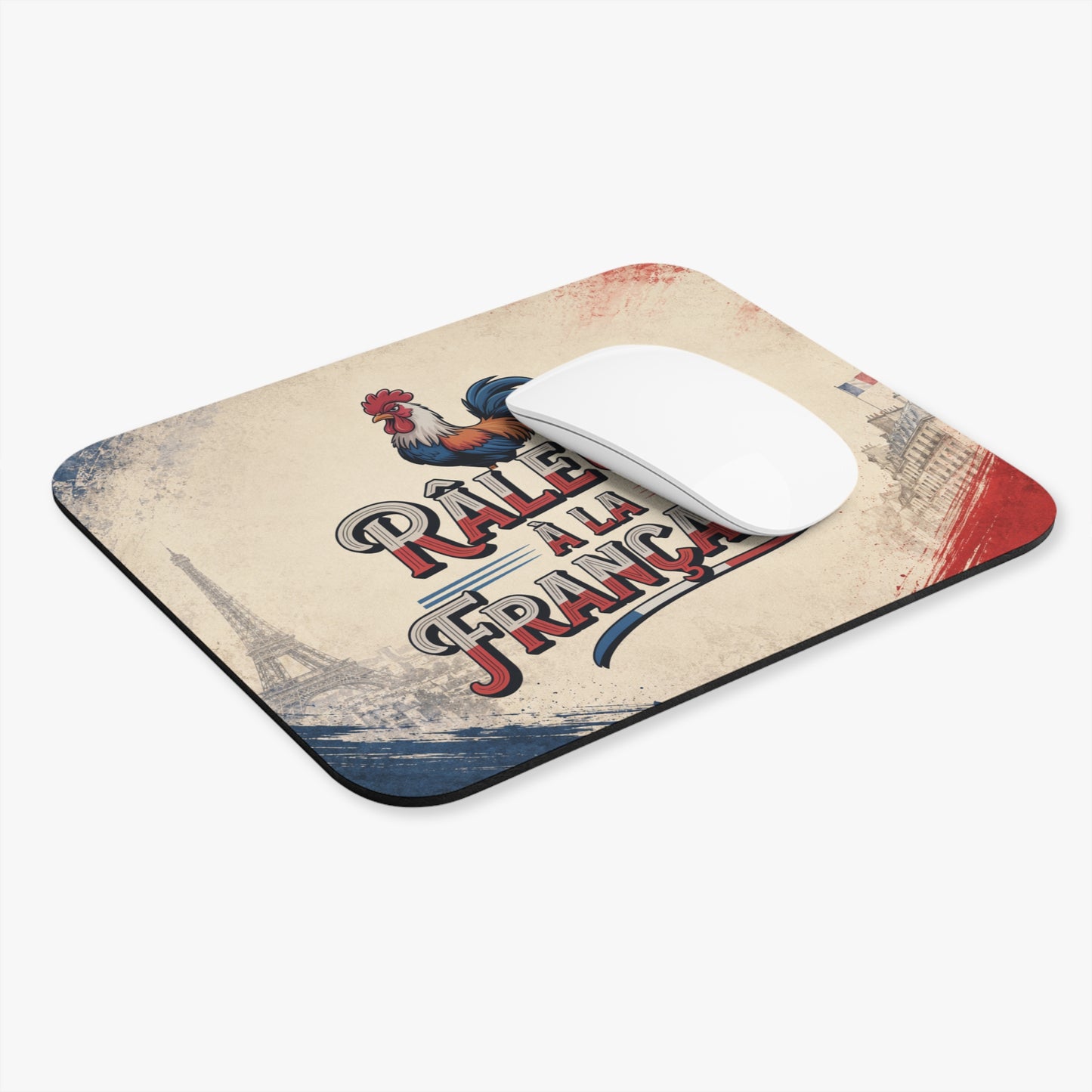Tapis de Souris 22x18cm Râleur à la Française Humour France Coq Français Cadeau Homme et Femme Bureau Gaming