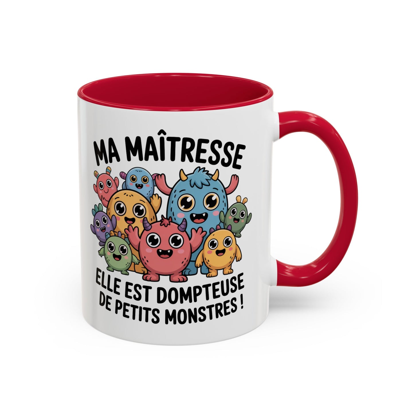 Tasse Maîtresse “Elle est dompteuse de petits monstres” – Mug Cadeau Maîtresse Drôle École – Cadeau