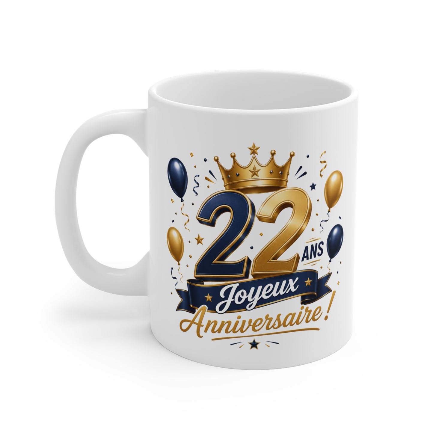 Mug Joyeux 22 Ans – Tasse Anniversaire 22 Ans – Cadeau Original pour Femme Homme – Idée Cadeau 22e Anniversaire