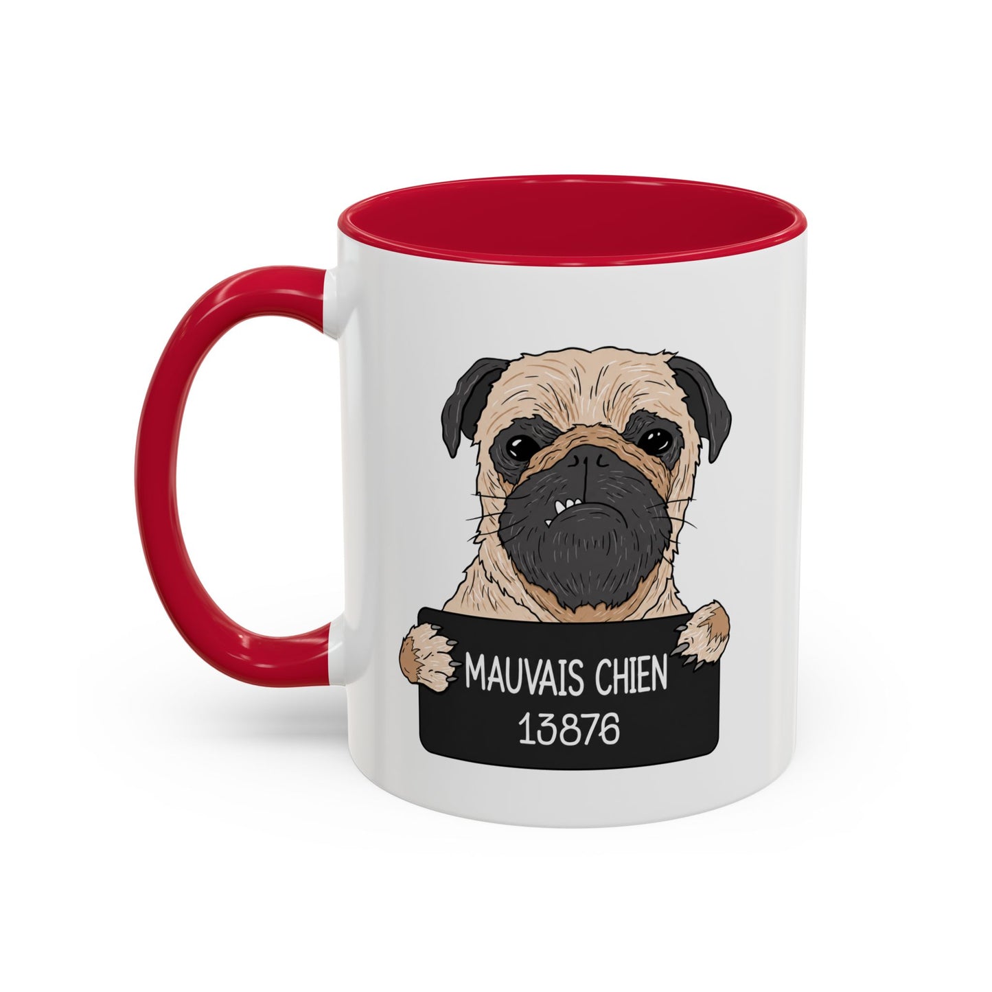 Mug Carlin Humoristique – Tasse Originale pour Propriétaire d’Animal – Idée Cadeau Drôle Homme et Femme – 325 ml Noir Bleu Rouge