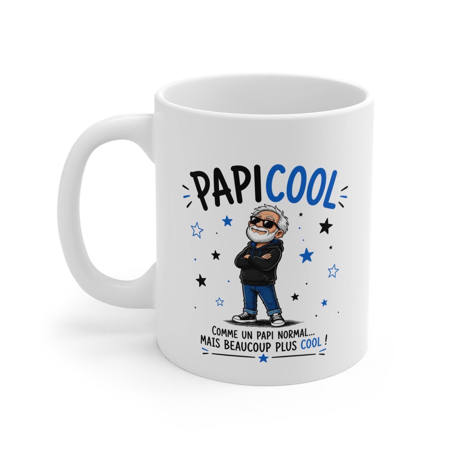 Mug PapiCool – Tasse Humoristique pour Papi – Comme un Papi Normal Mais Beaucoup Plus Cool – Idée Cadeau Originale Grand-Père Anniversaire Noël
