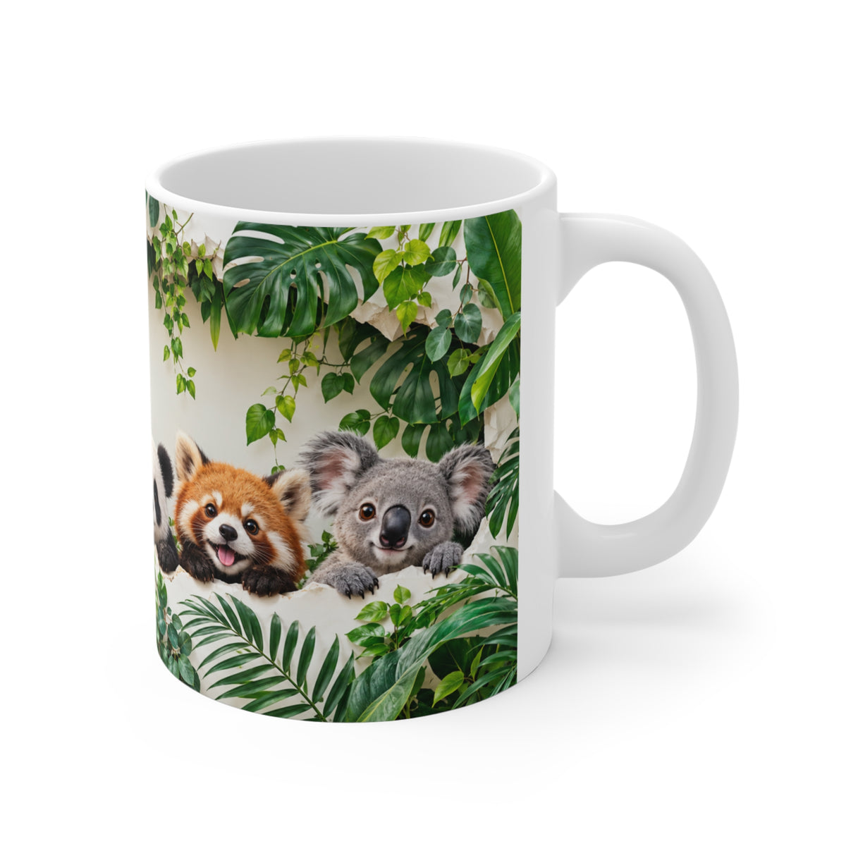 Mug Animaux de la Jungle et Compagnie – Chien, Chat, Girafe, Panda, Panda Roux et Koala – Tasse Colorée Cadeau Amoureux des Animaux