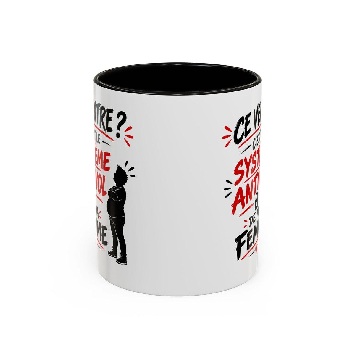 Mug Ce Ventre C’est le Système Antivol de Ma Femme – Tasse Humoristique pour Homme – Idée Cadeau Drôle Mari Couple Anniversaire noir bleu rouge