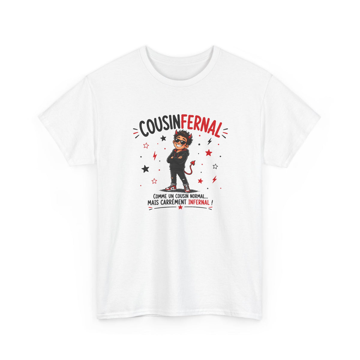 Tee Shirt Cousin Homme – CousinFernal Comme un Cousin Normal Mais Carrément Infernal – T-Shirt Humour Famille Cadeau Original