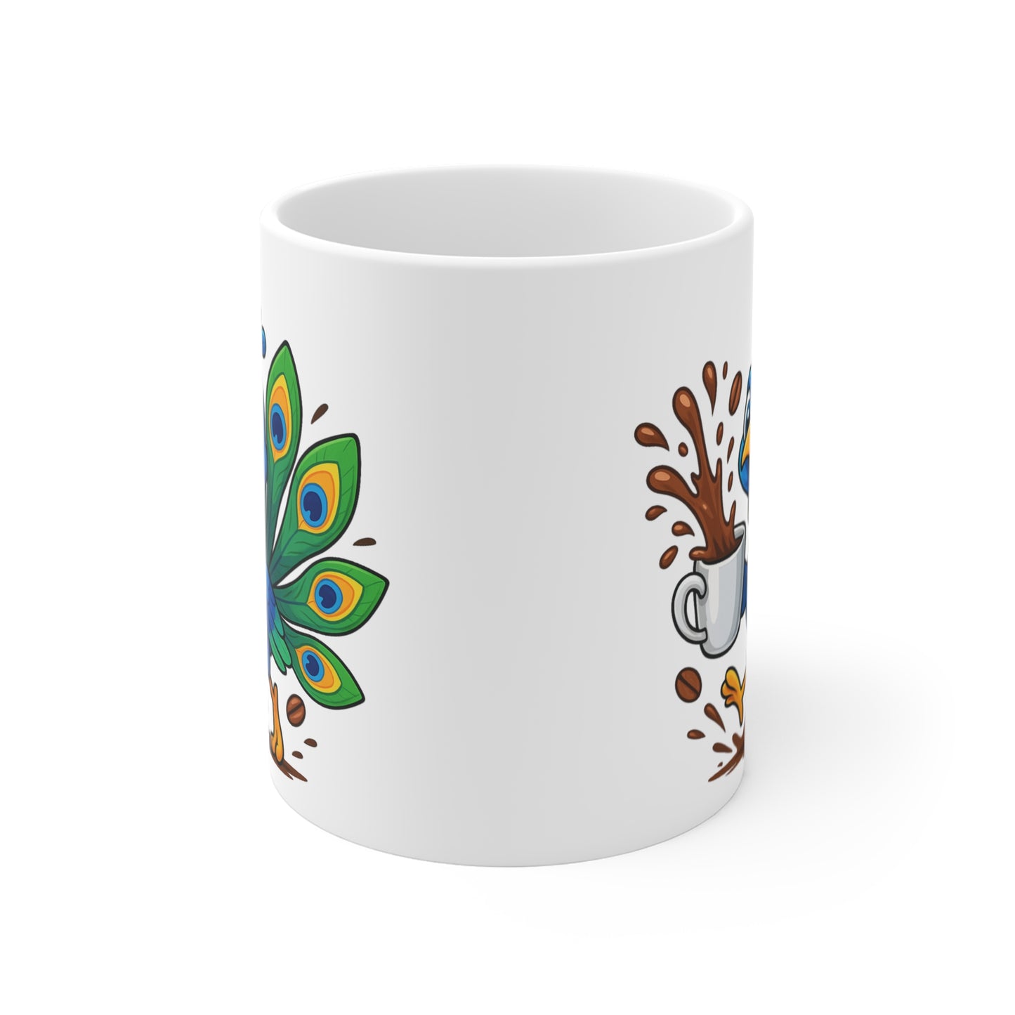 Mug Paon Café – Tasse Céramique 325ml – Design Cartoon Mignon – Cadeau Original Amateur de Café