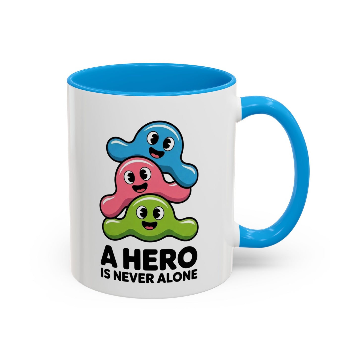 Mug Bactéries Humoristique – Tasse Microbes Fun A Hero Is Never Alone – Cadeau Original Drôle – Céramique 325ml Noir Bleu Rouge