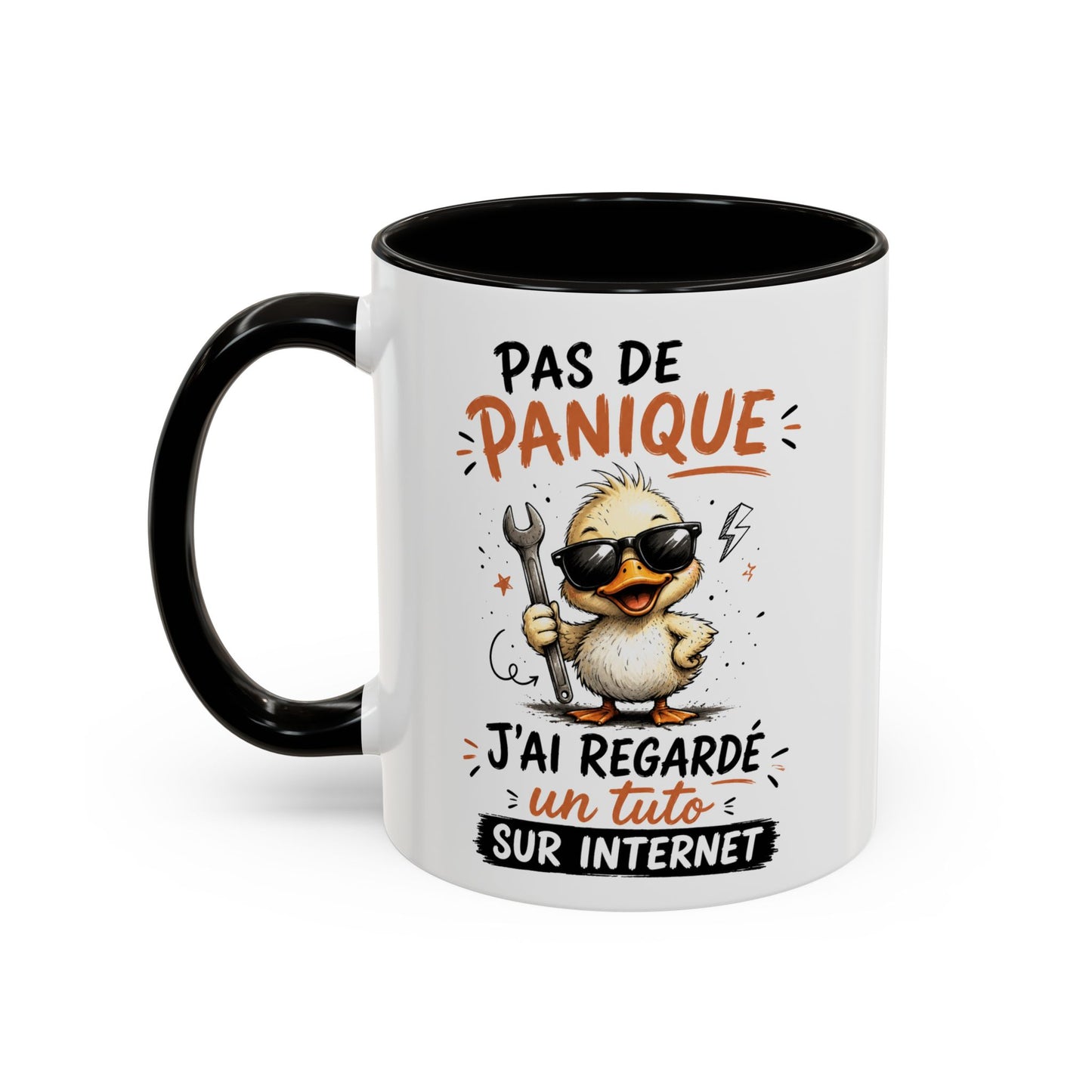 Tasse Humoristique Bricolage – Pas de Panique J’ai Regardé un Tuto sur Internet – Mug Canard Drôle 325ml