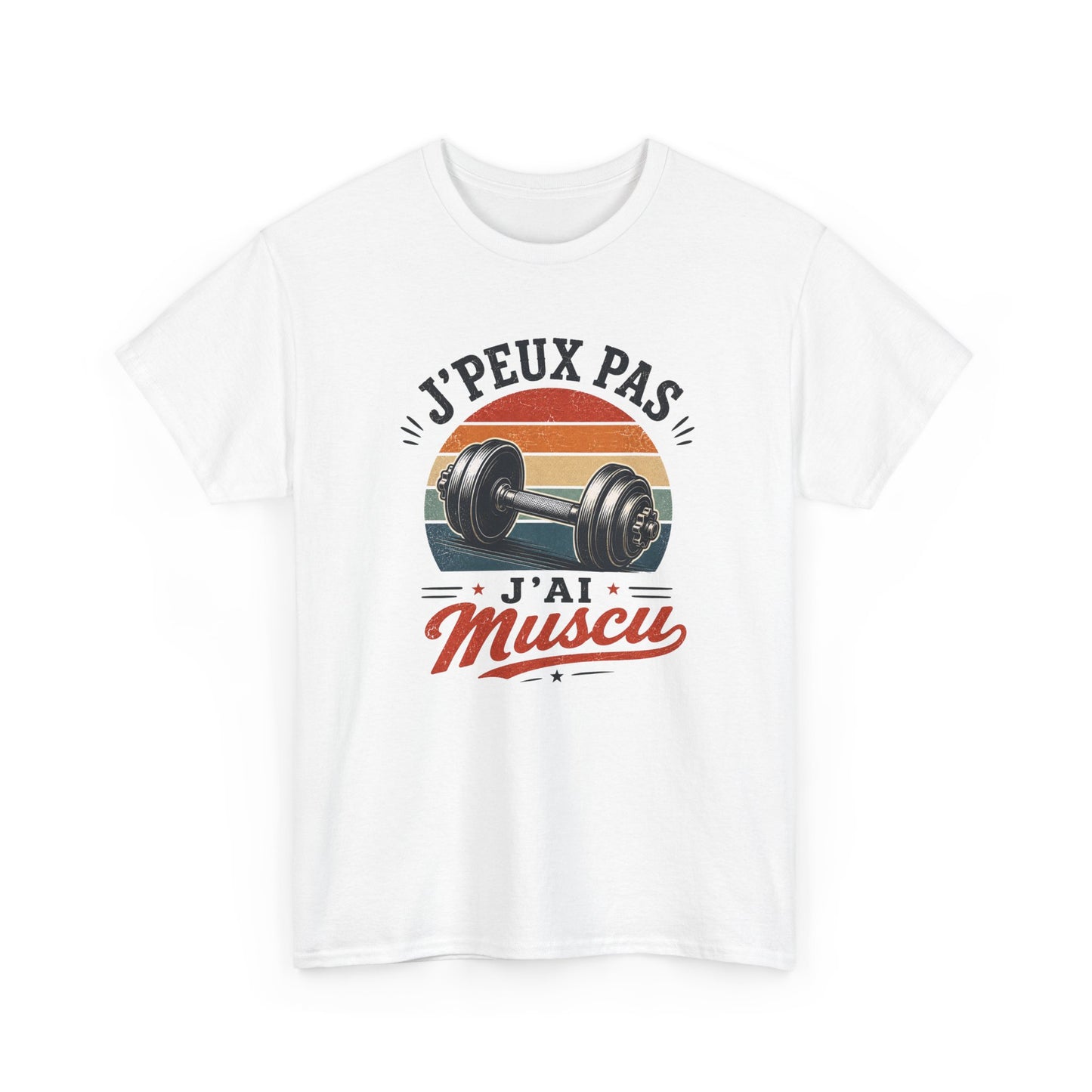 T-Shirt Musculation Homme Femme – J’Peux Pas J’Ai Muscu – Tee Shirt Fitness Bodybuilding Haltère Vintage Cadeau Sport Salle de Sport