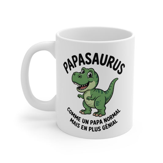 Tasse Céramique 325ml “Papasaurus” – Mug Humour Dinosaure Papa – Cadeau Original Fête des Pères, Anniversaire ou Noël