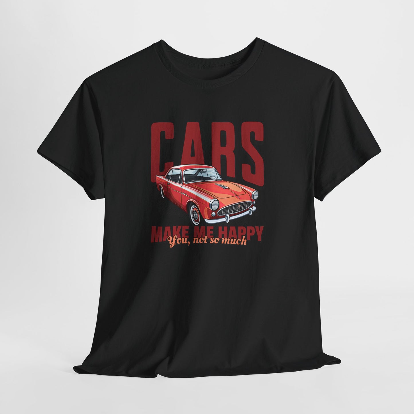 T-Shirt Cars Make Me Happy Homme Femme – Tee Shirt Voiture Vintage Humour – Cadeau Passion Automobile