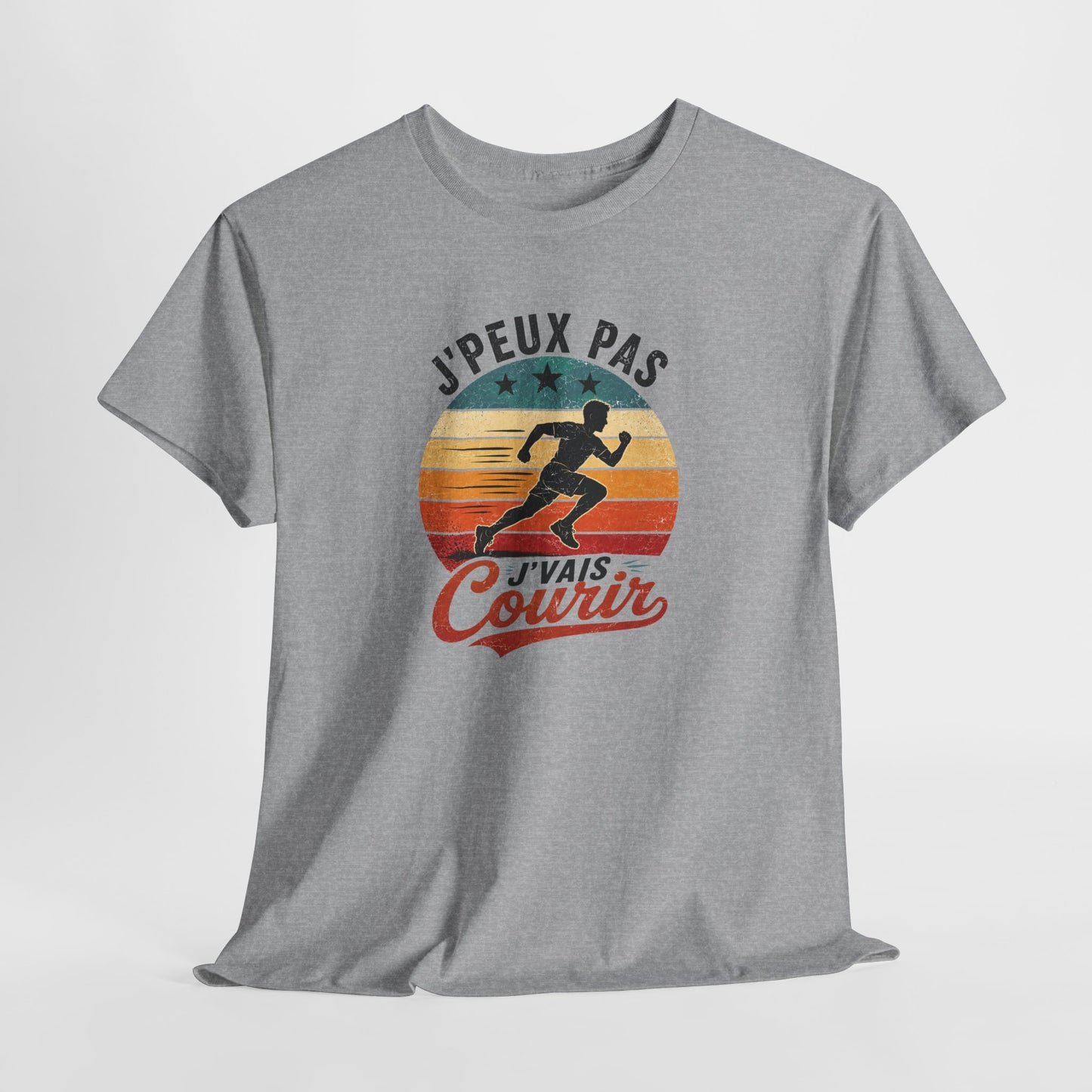 T-Shirt Running Homme Humour – J’Peux Pas J’Vais Courir – Tee Shirt Course à Pied Vintage Sport