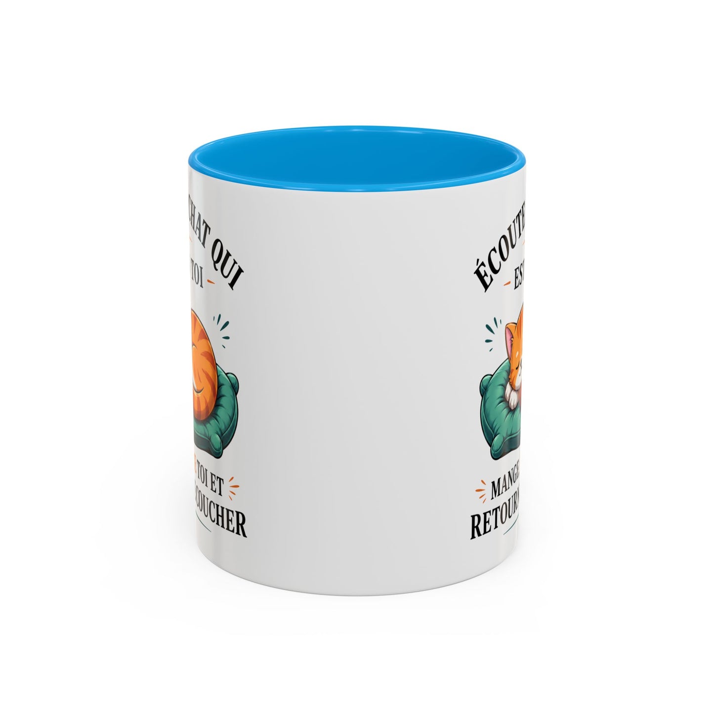 Tasse Écoute Le Chat Qui Est En Toi – Mug Chat Humoristique et Relax – Cadeau Femme Homme Amoureux des Chats 325ml