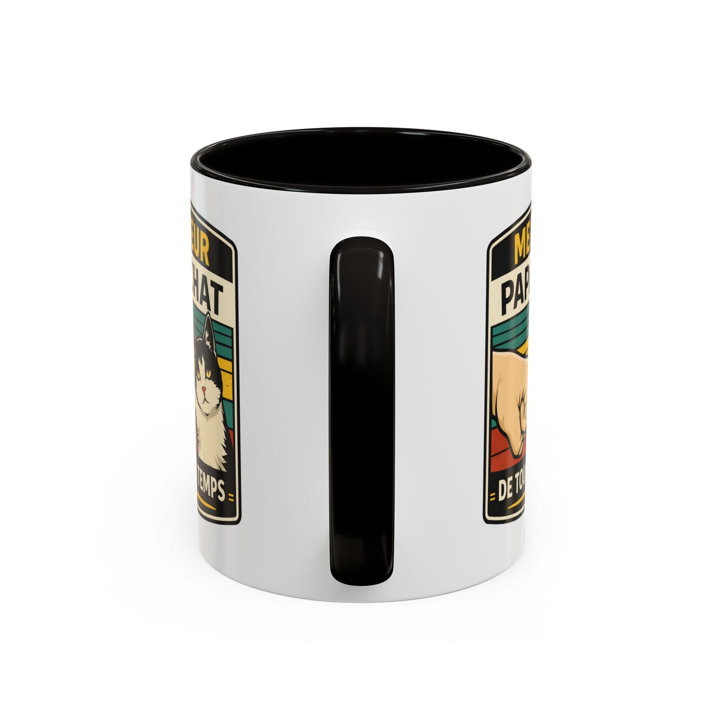 Tasse Meilleur Papa Chat de Tous les Temps – Mug Chat Noir et Blanc – Cadeau Papa Original – Céramique 325ml