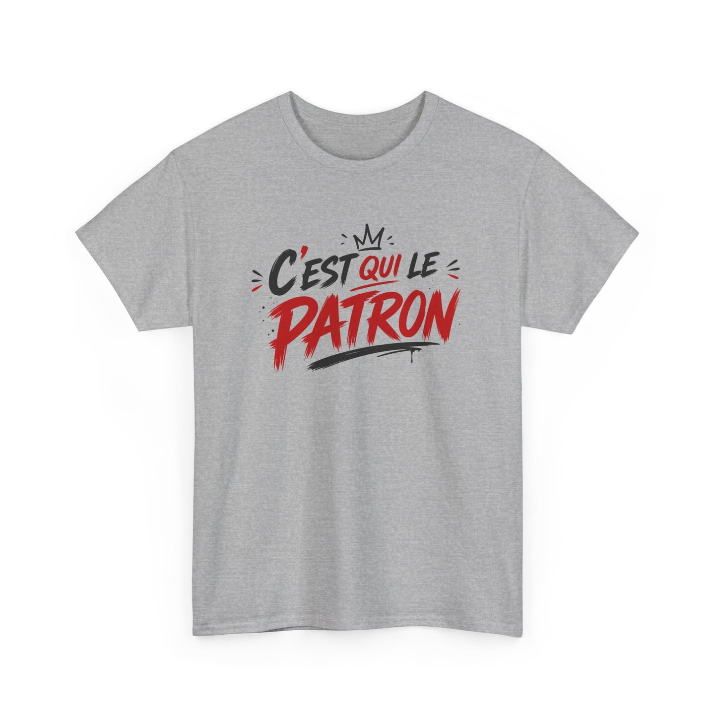T-Shirt Homme C’est Qui Le Patron – Tee Shirt Humour Boss Rouge Blanc – Cadeau Homme Drôle