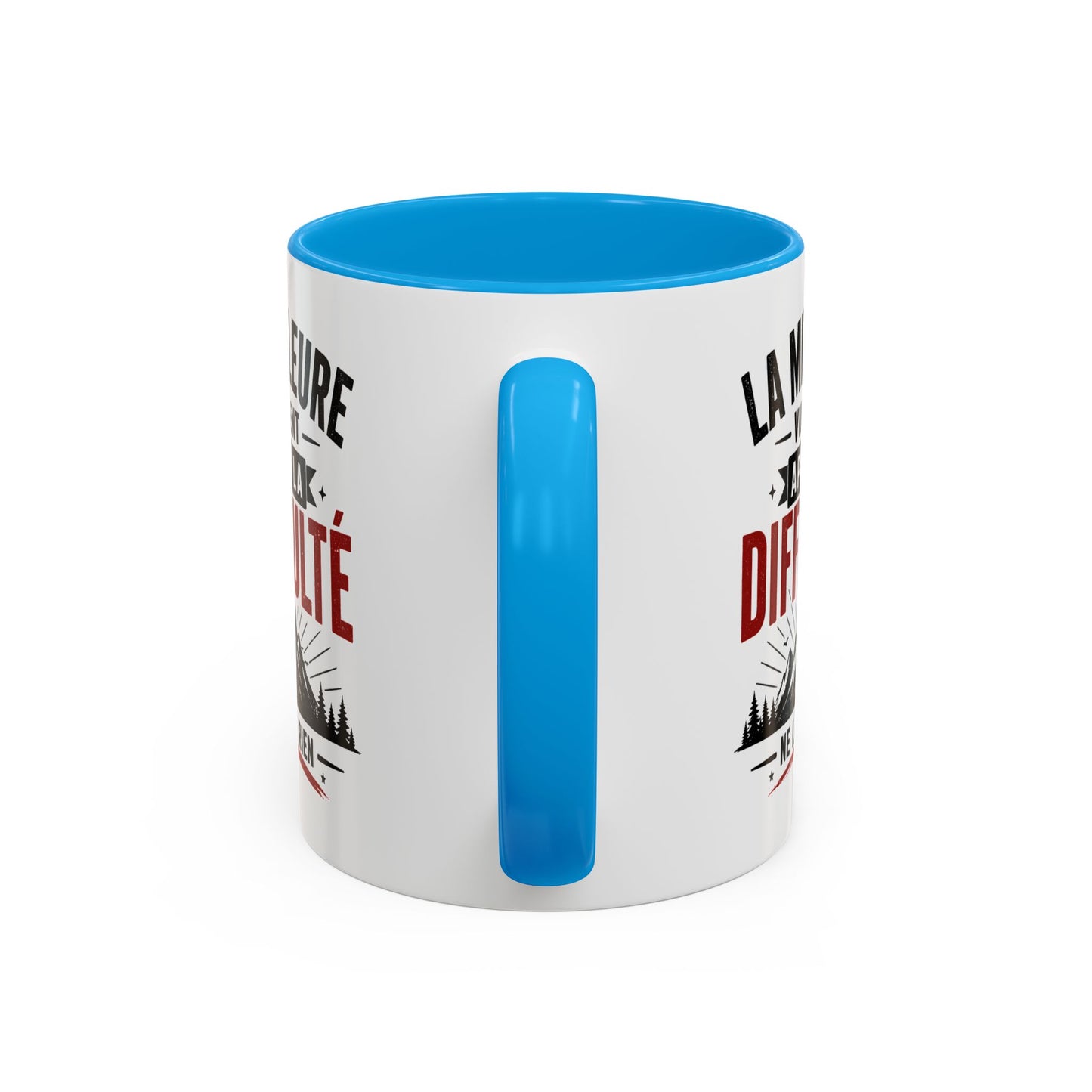 Mug Citation Motivation – La Meilleure Vue Vient Après la Difficulté – Cadeau Inspirant Sport Dépassement de Soi 325ml