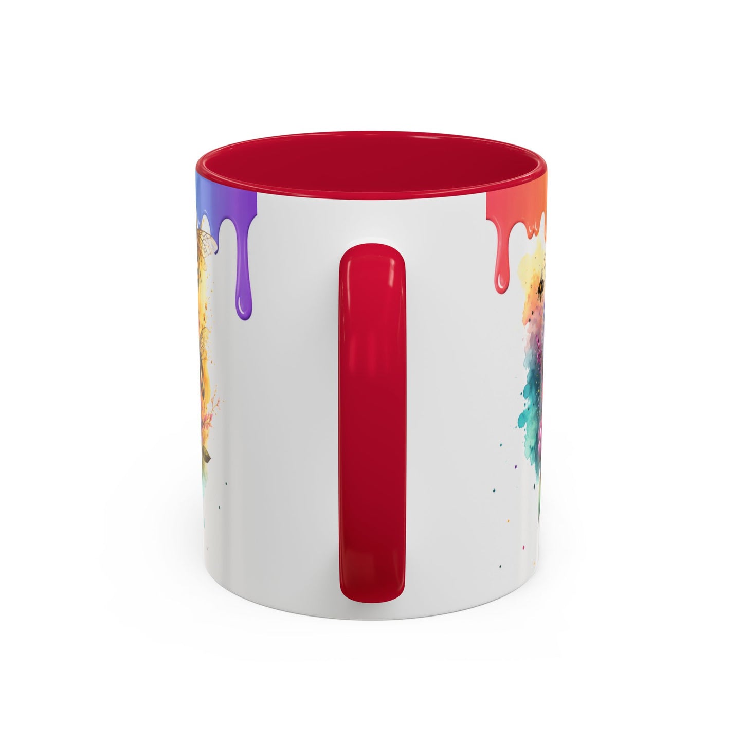 Tasse Abeilles Colorées – Mug Fleurs Aquarelle et Arc-en-Ciel – Cadeau Nature Femme Homme 325ml