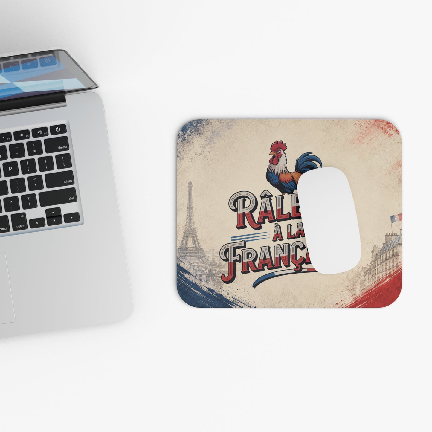 Tapis de Souris 22x18cm Râleur à la Française Humour France Coq Français Cadeau Homme et Femme Bureau Gaming