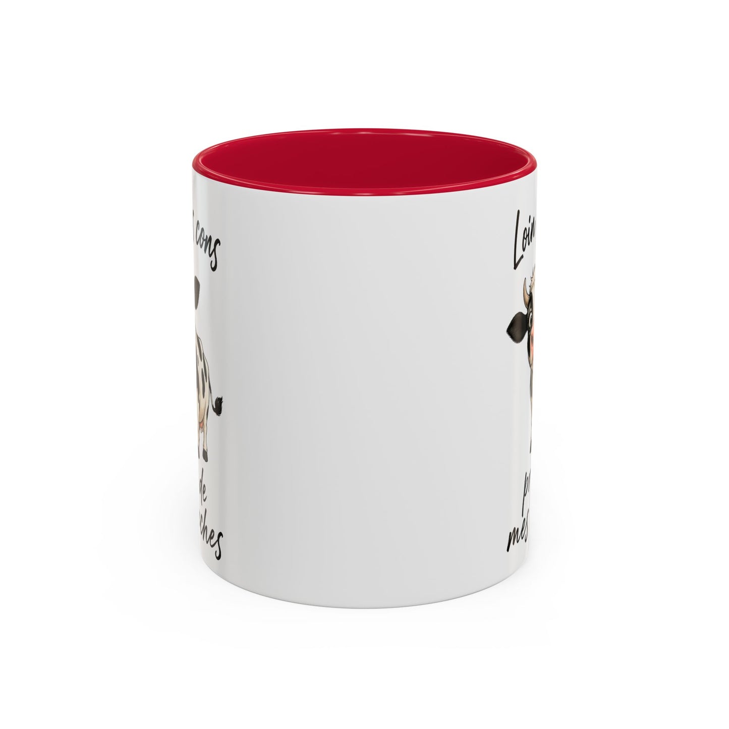 Tasse Humour Vache Cartoon – Loin des Cons Près de Mes Vaches – Mug Drôle Campagne et Ferme 325ml