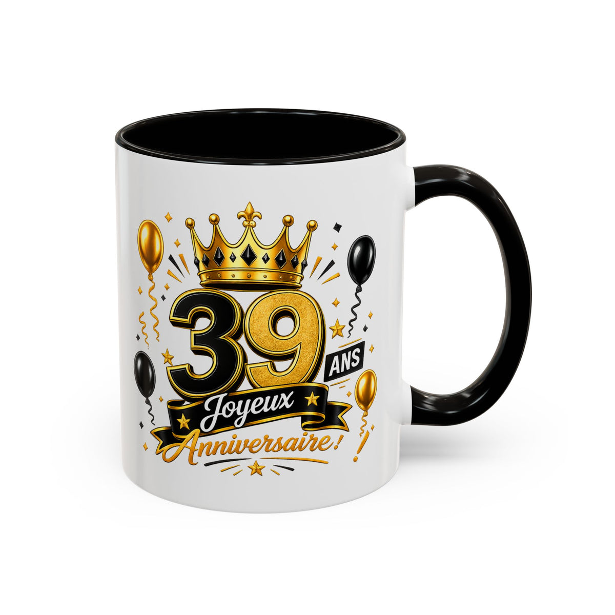Mug Joyeux 39 Ans – Tasse Anniversaire 39 Ans – Cadeau Original pour Femme Homme – Idée Cadeau 39e Anniversaire Noir Bleu Rouge