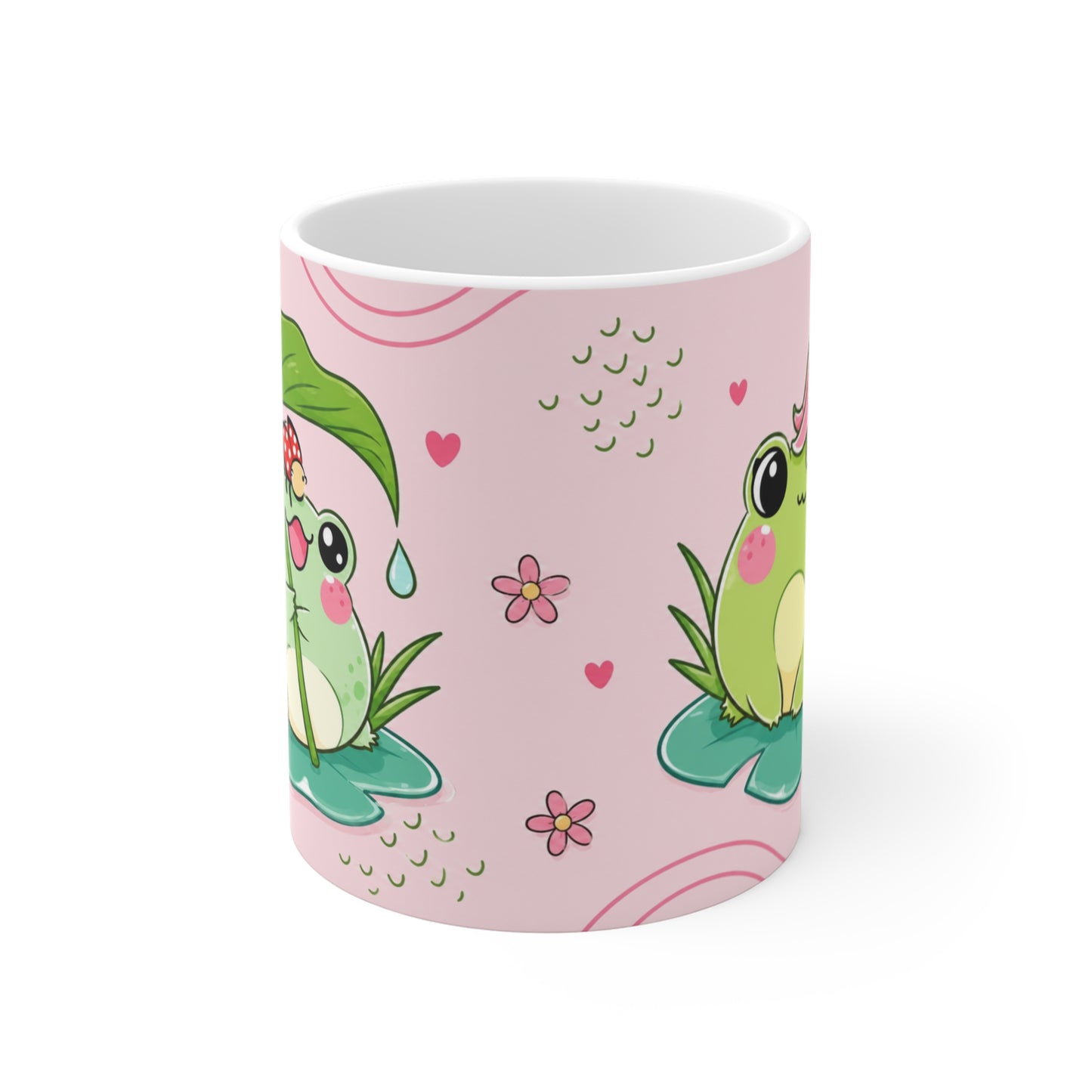 Tasse Grenouille Kawaii – Mug Frogs Cute et Floral – Cadeau Femme Fille Enfant 325ml