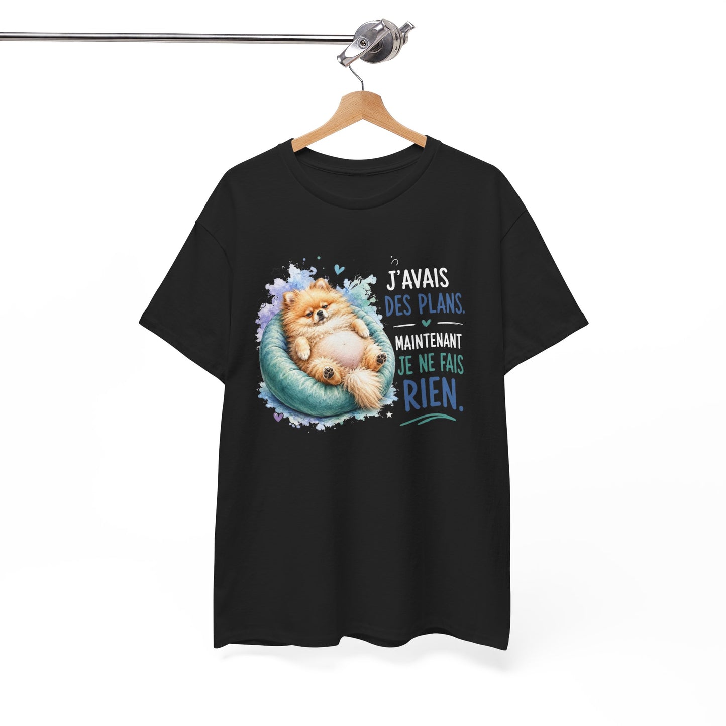 Tee-Shirt Humour Homme et Femme – Spitz Nain Chien Drôle Fatigué Paresse – Idée Cadeau Original Anniversaire